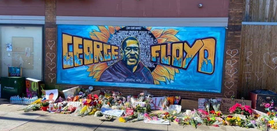 Photo of a mural honoring George Floyd in Minneapolis